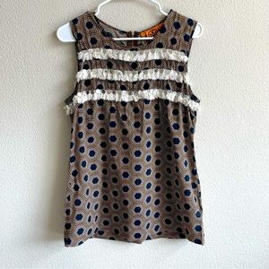 Tory Burch Sleeveless Blouse Fringe Mirrors Loose Fit Print Lightweight